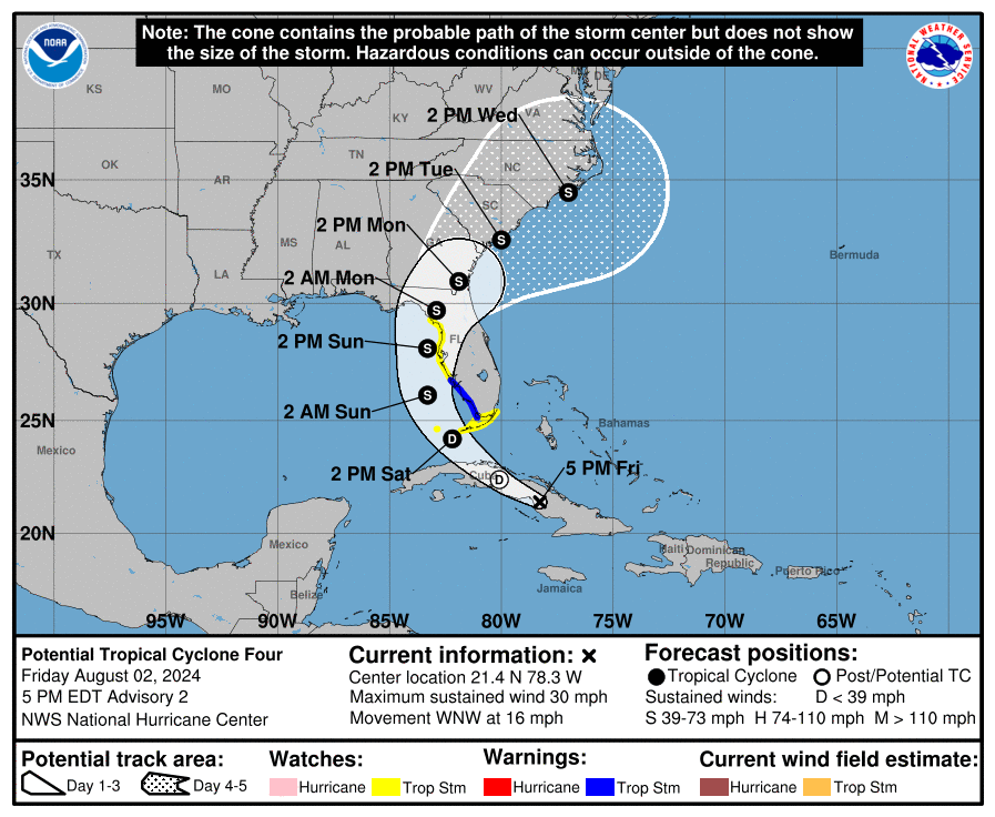 NHC Issues Advisory on Potential Tropical Cyclone 4 - Reduce Flooding